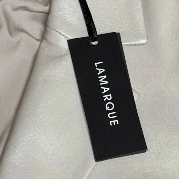 NWT women’s Lamarque X REVOLVE Betty Grey lamb Leather Blazer in Grey SZ small - Picture 10 of 12